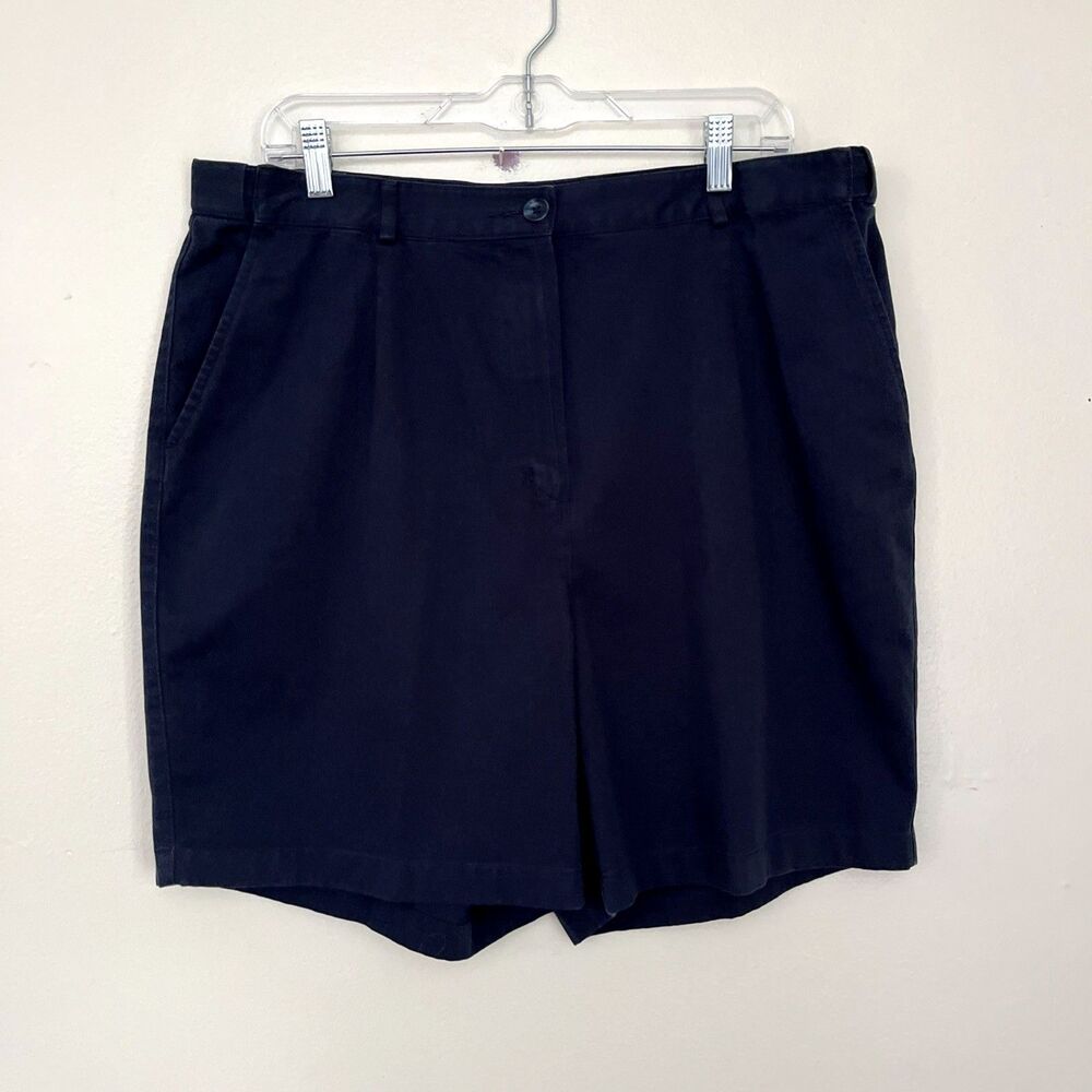 LL Bean Original Fit Expandable Waist Twill Cotton Chino Shorts, Navy- Size 18
